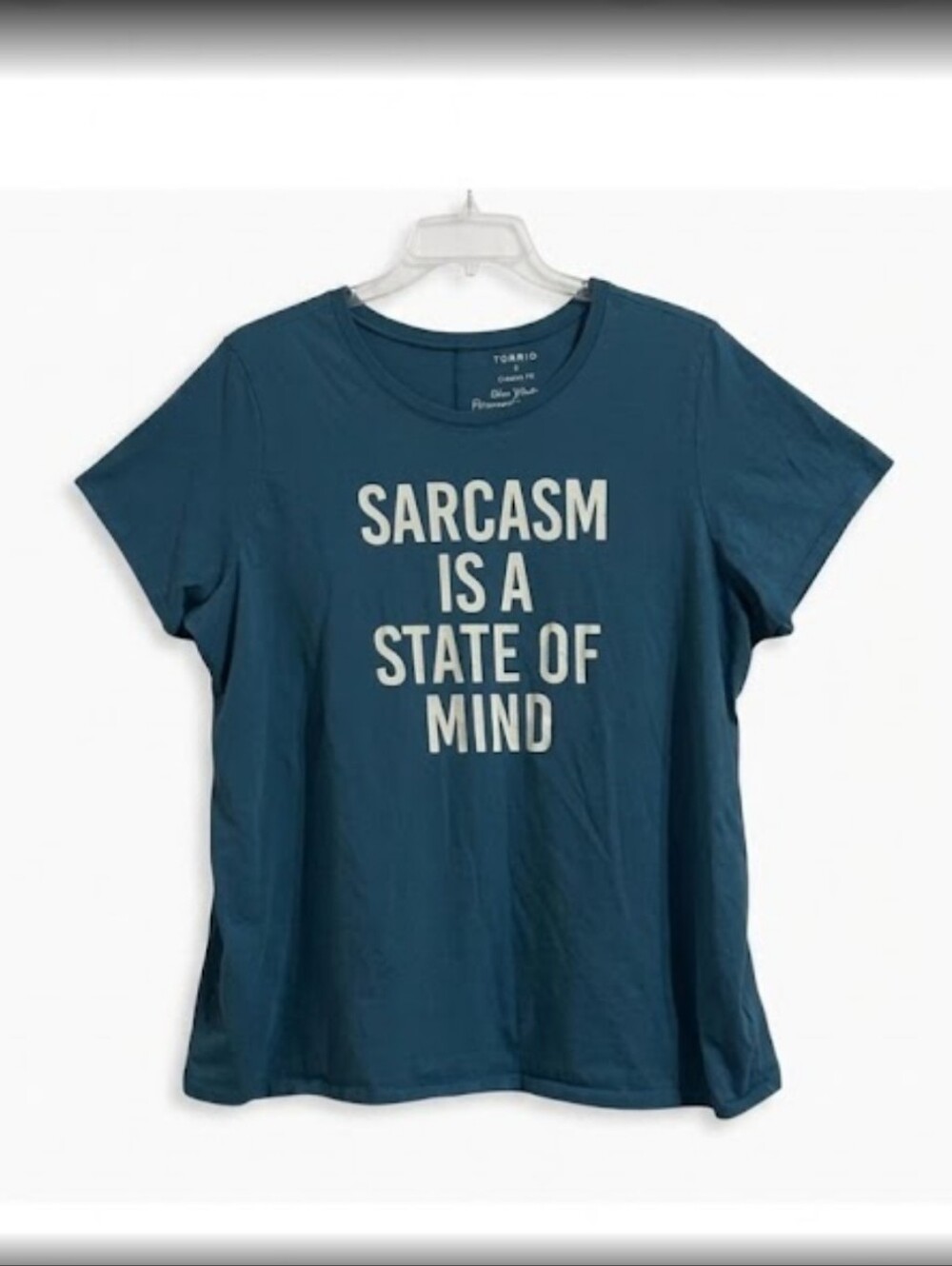 Size Medium 00 torrid Teal Graphic 'Sarcasm Is A State Of Mind' T-Shirt